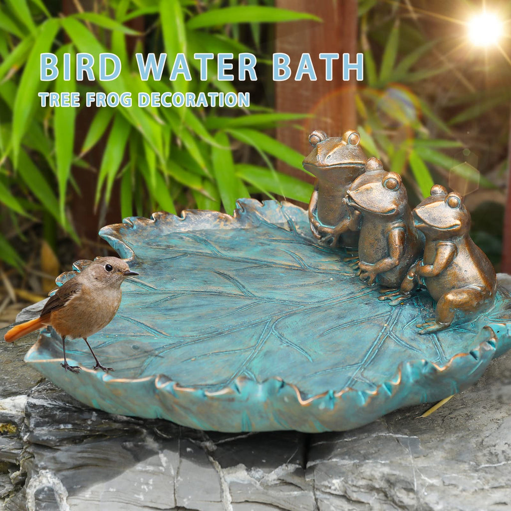 MUMTOP Bird Bath for Outdoors, Resin Garden Frogs Birdbath Bowl Yard Decor