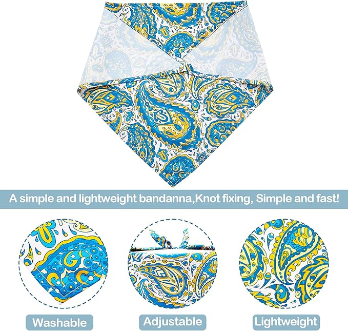 30 Pcs Paisley Dog Bandanas Bulk 33 Inche XL Stitch Dogs Bandanas Polyester Print One Side Bandana Grooming L