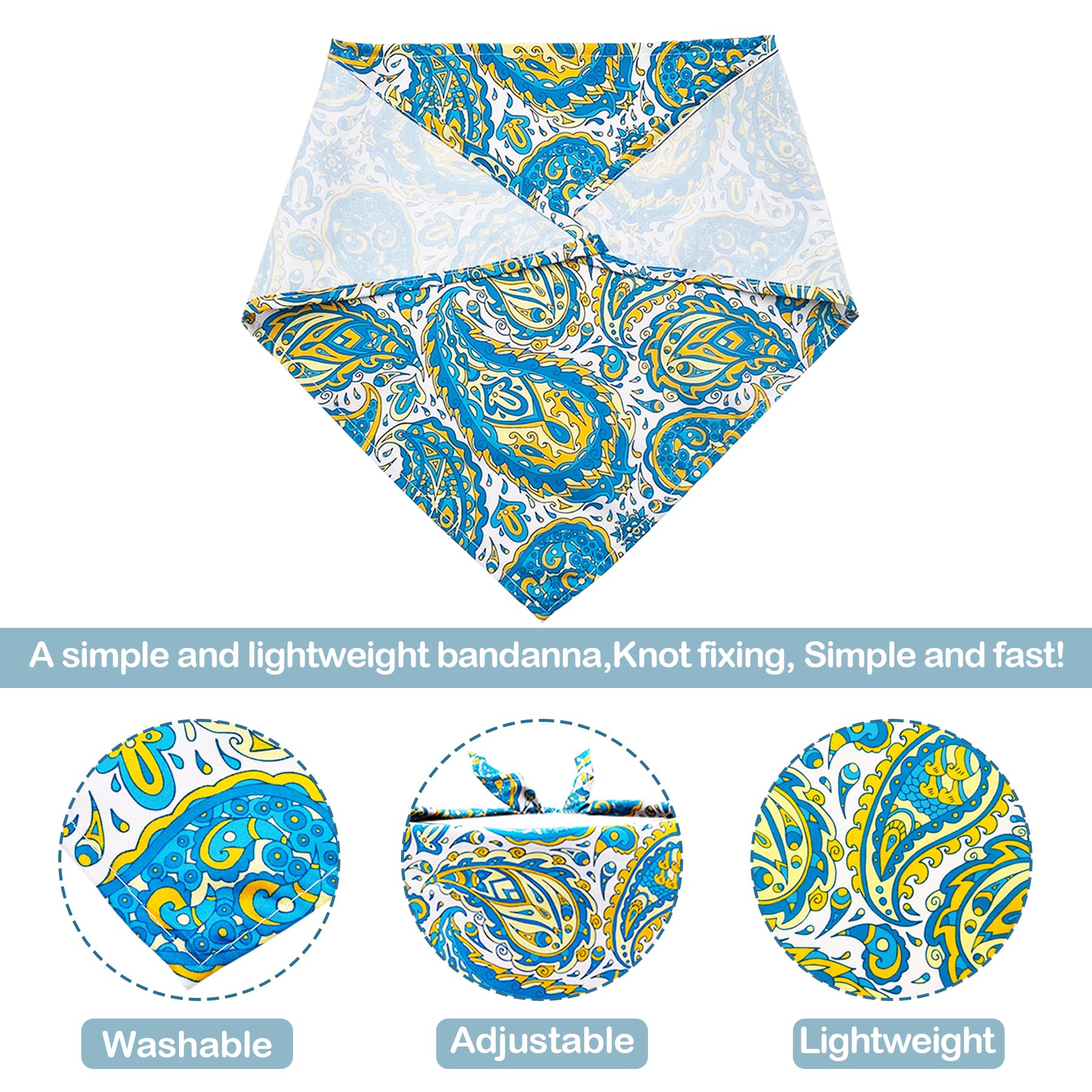 Pai Sence Paisley Dog Bandanas Bulk for Large Dogs Sewn Edges 33" 30 Pack L