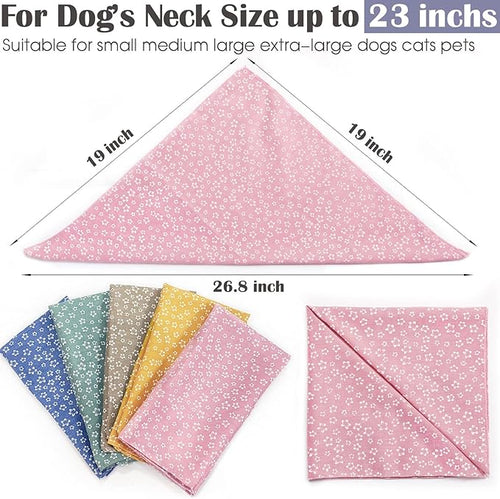 4PCS Spring Dog Bandanas Cat Birthday Cute Soft Cotton Puppy Scarfs Washable Daily Handkerchief Pink Green Blue Khaki Comfortable Gifts, Adjustable Accessories for Small Medium Large Girl Boy Pup Pet