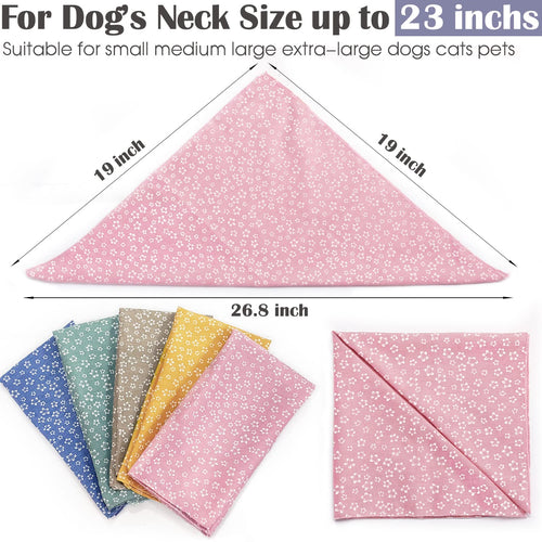 4PCS Spring Dog Bandanas Cat Birthday Cute Soft Cotton Puppy Scarfs Washable Daily Handkerchief Pink Green Blue Khaki Comfortable Gifts, Adjustable Accessories for Small Medium Large Girl Boy Pup Pet