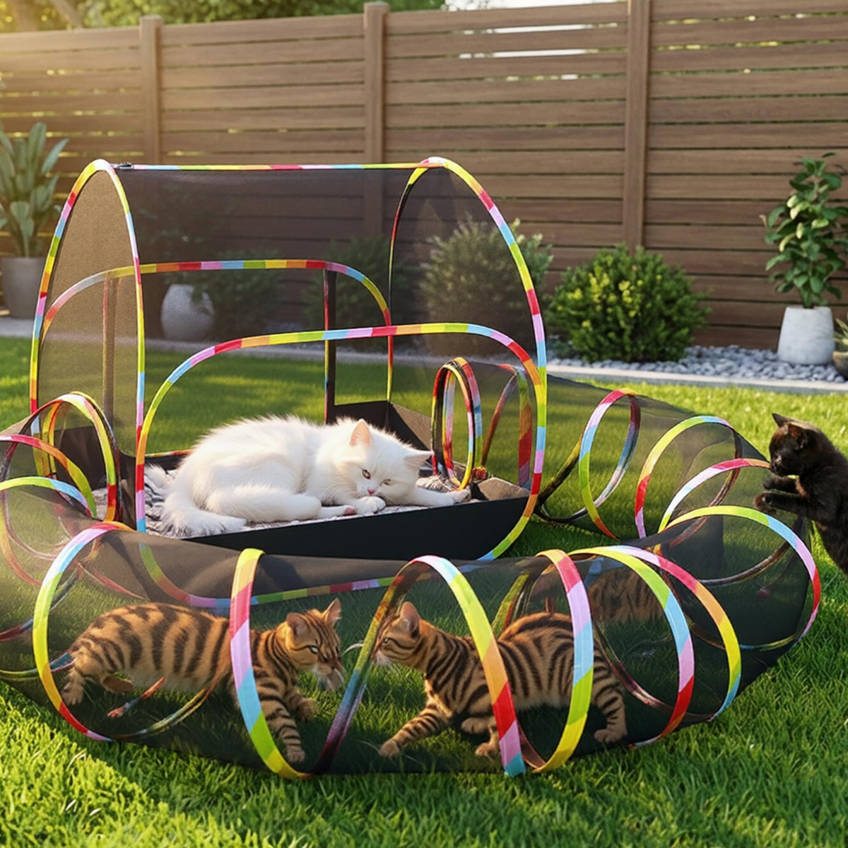Cat Enclosure, Pop Up Cat Rolling Tent Cube for Outdoor and Indoor