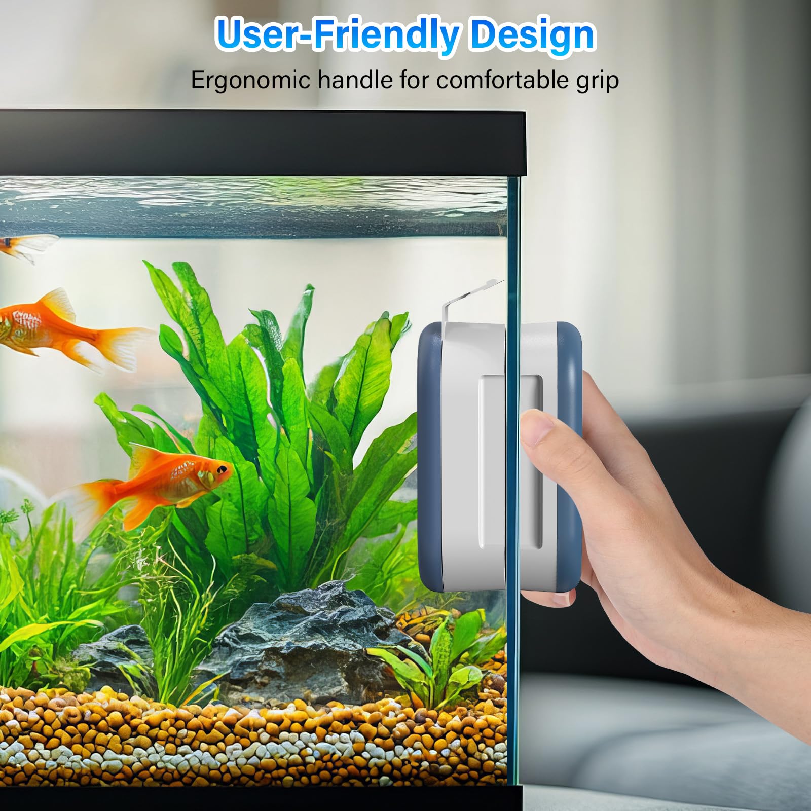 fishkeeper Aquarium Glass Cleaner, Double Side Algae Scraper with 2 Blades