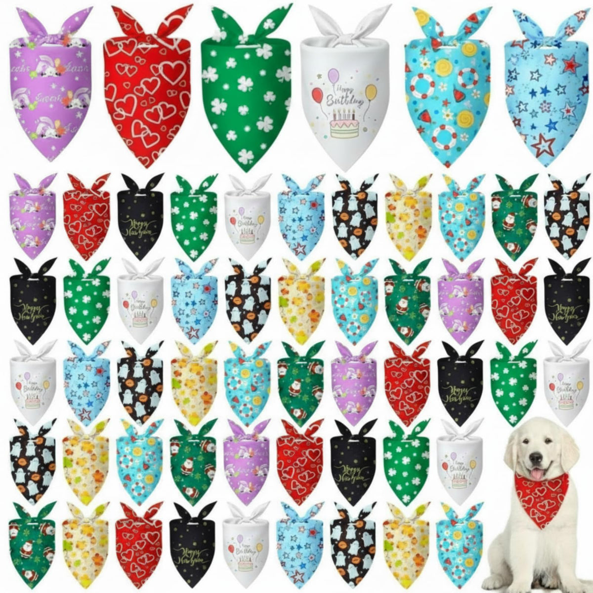 Weewooday 50 Pcs Christmas Red and Green Plaid Dog Bandanas Bulk for Medium