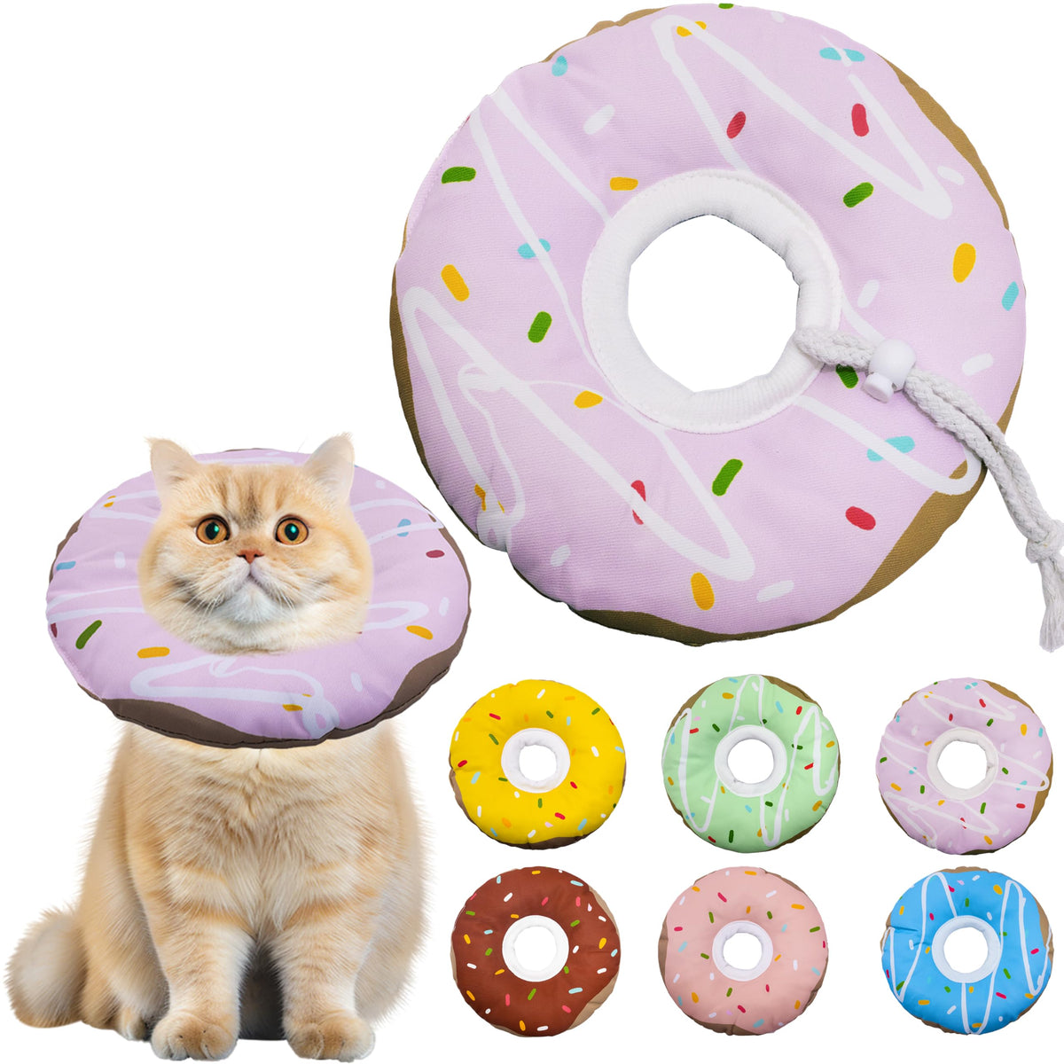 Seyezo Cat Cone Collar Soft, Adjustable Cat Recovery Cone, Orange, Small