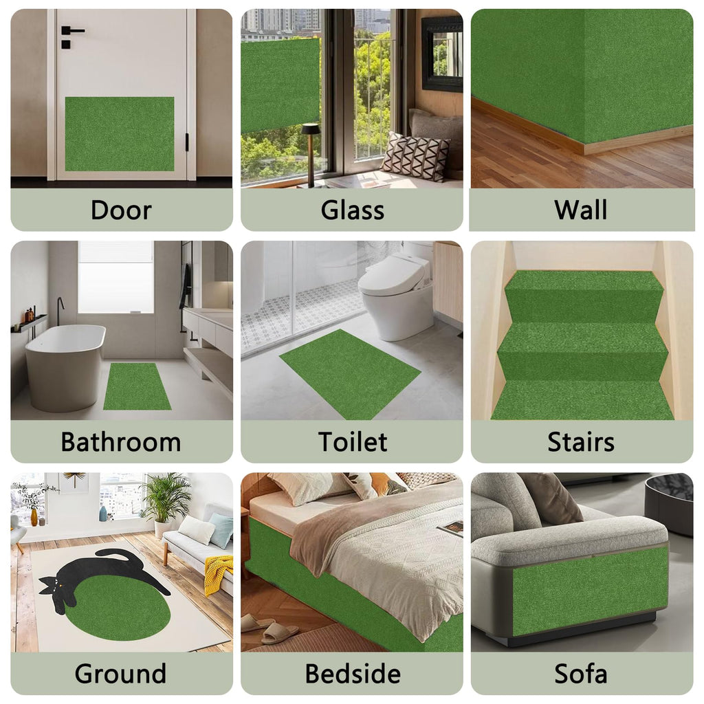 2Pack Total 78.7"x15.8" Cat Scratch Mat for Cat Couch Furniture and Wall Protector | Trimmable Self-Adhesive Carpet Climb Cat Scratcher for Covering Cat Tower and Replacement Pads (Green)