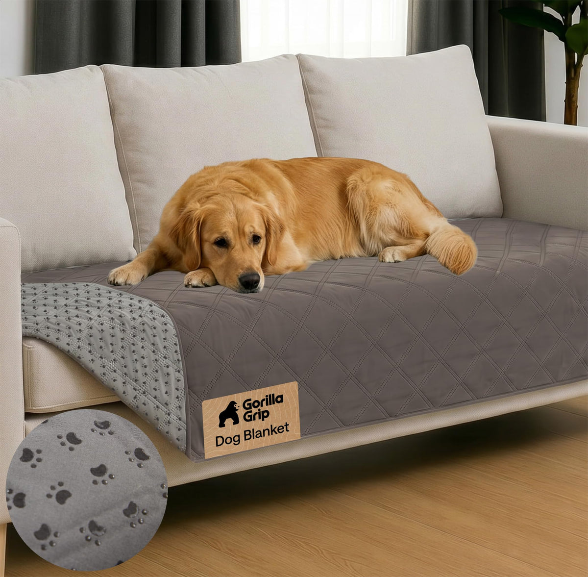 GORILLA GRIP® Waterproof Dog Blanket, Couch Cover for Dogs 82x102 Chocolate