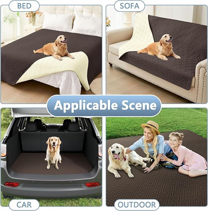 hyha Waterproof Dog Blanket, Soft Dog Bed Cover Pet Blankets, Waterproof Sofa Couch Cover for Dogs Washable, Reversible Pet Couch Covers for Sofa Furniture (68x82 Inch, Chocolate/Beige)