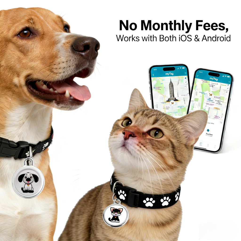 LFNOONE GPS Pet Tracker with Apple Find My Network, Android Compatibility, Real-Time Location Tracking, Water-Resistant (DINGWEIQI02)