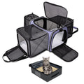 BAGLHER Expandable Cat Carrier with Travel Litter Box, Pet Travel 5 Sides Open Doors 3 Sides, Leak-Proof and Collapsible, for Car, Airplane Trip, Purple