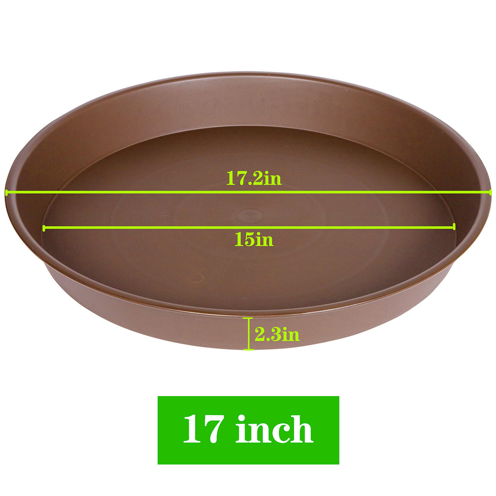 Bleuhome 4 Pack of 16 17 inch Plant Saucer (15 inch Base), 2.3" Depth, Heavy Duty Deep Plant Trays for Pots, Bird Bath Bowls, Plant Water Saucers for Indoors, Planter Drip Trays (17", Chocolate)