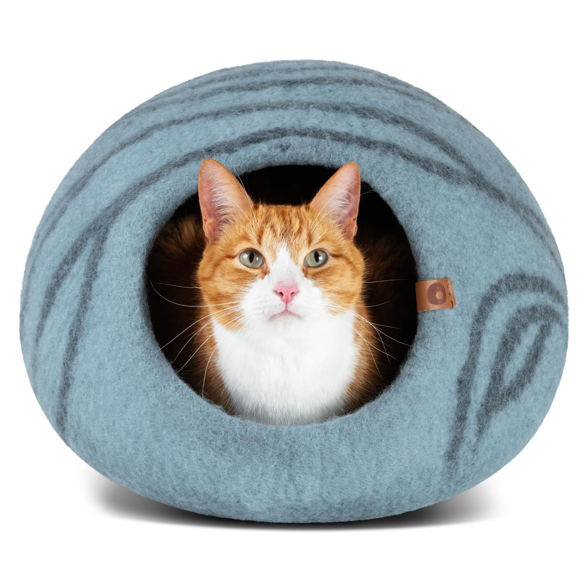 MEOWFIA Cat Cave - Merino Wool Bed for Indoor Cats (Cloud Nap Blue, Large)