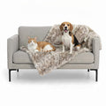Furhaven Waterproof Throw Blanket for Dogs & Indoor Cats, Reversible Protective Pet Blanket, Medium, Long Faux Fur & Velvet, Driftwood