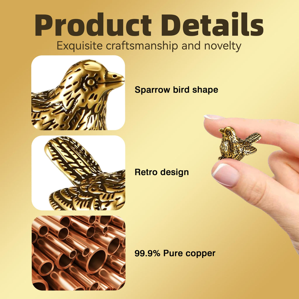 QHUAFoRen 6 Pcs Copper Bath Disks Ornaments Mini Bird Shape, Retro Copper Birdbath Purification Cleaner, Fit for Outdoor Birdbaths, Bowls