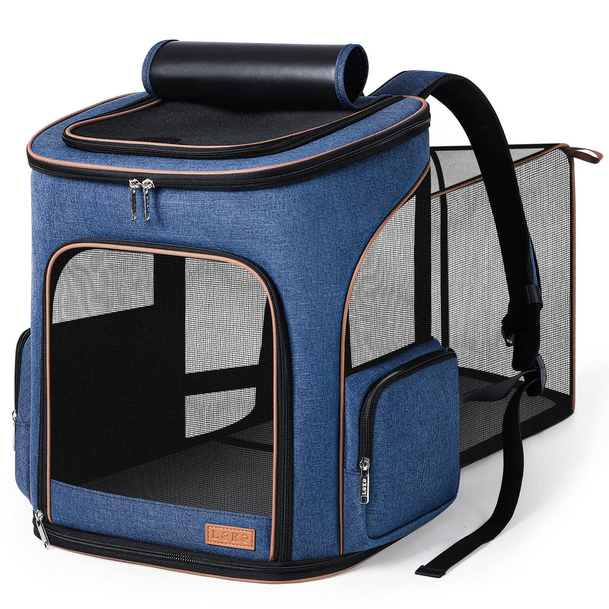Large Cat Backpack Expandable Pet Carrier Backpack, Lekereise Dog Backpack Carrier for Small Dogs and Medium Cats, Grey