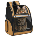 FERMAO Pet Backpack Carrier, Large Cat Carrier Backpack Up to 20 Lbs with Breathable Mesh, for Medium Large Cats or Small Dogs, Travel Hiking Camping Backpack (Brown-XL)