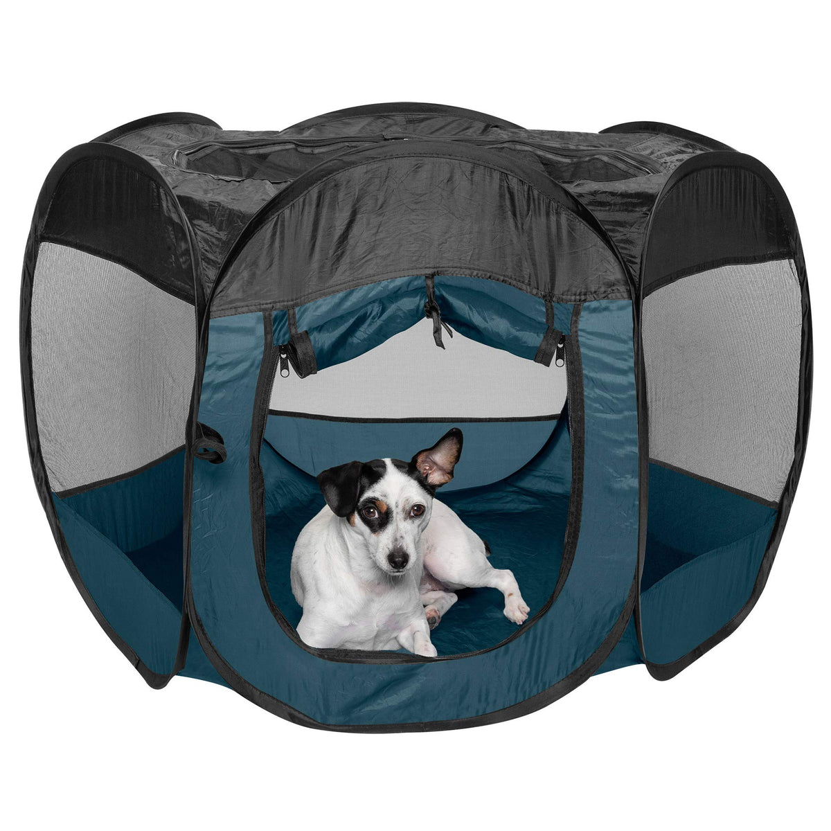 Furhaven Portable Dog Playpen Cat Tent, Pet Playground,Kennel Foldable Indoor Outdoor Zippered Puppy Crate - Navy, Medium