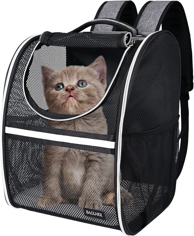 BAGLHER Expandable Pet Carrier Backpack，Pet Backpack for Small Cats Puppies Dogs Bunny, Airline-Approved Ventilate Backpack for Travel, Hiking and Outdoor Use. Purple