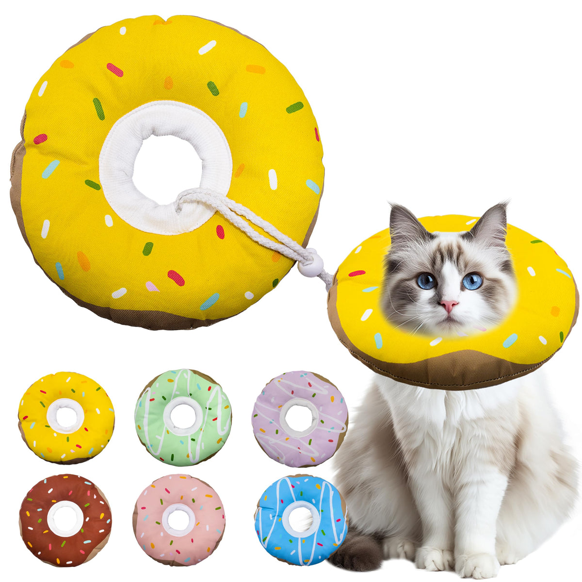 Seyezo Cat Cone Collar Soft, Adjustable Cat Recovery Cone, Orange, Small