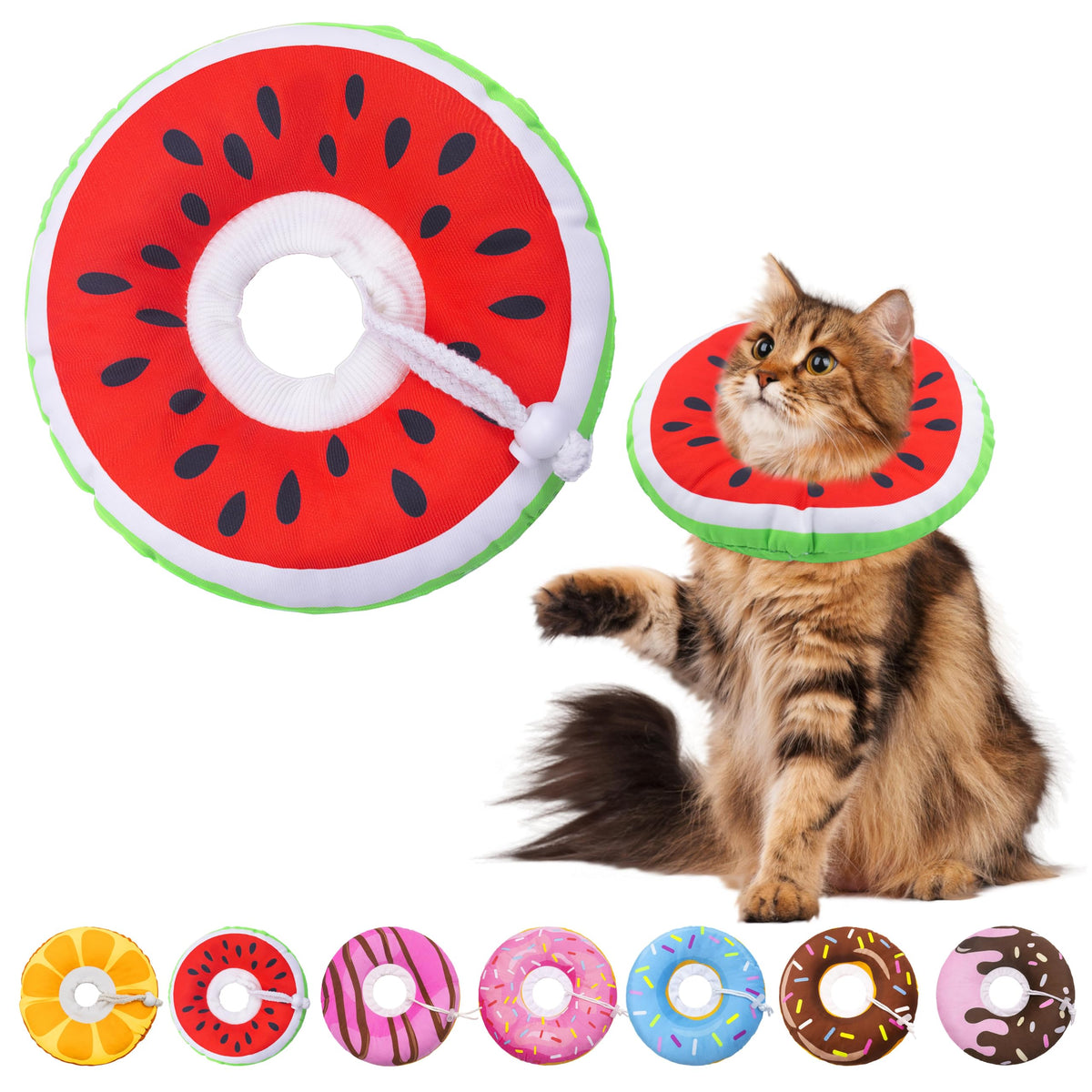 Seyezo Cat Cone Collar Soft, Adjustable Cat Recovery Cone, Orange, Small