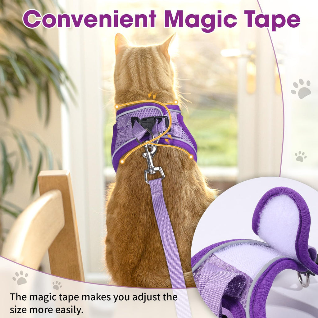 NCMAMA Cat Vest Harness and Leash Set, Escape Proof Kitten Harness Purple M