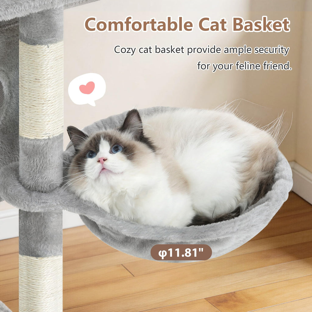 Gitelsnour Cat Tree Tower 42'' with Condo, Indoor Scratching Post GCT005SW