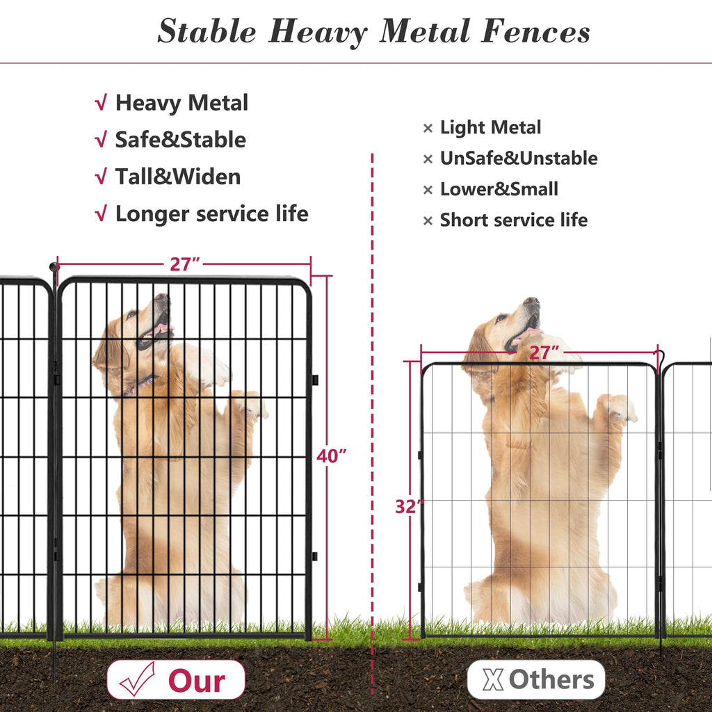 Jhsomdr Dog Playpen 40 inch 30 Panels Indoor Outdoor Dog Pen for Large/Medium/Small Dogs Heavy Duty Metal Dog Fence Outdoor for Yard, Puppy Playpen with Door Portable Pet Fence for RV Camping Yard