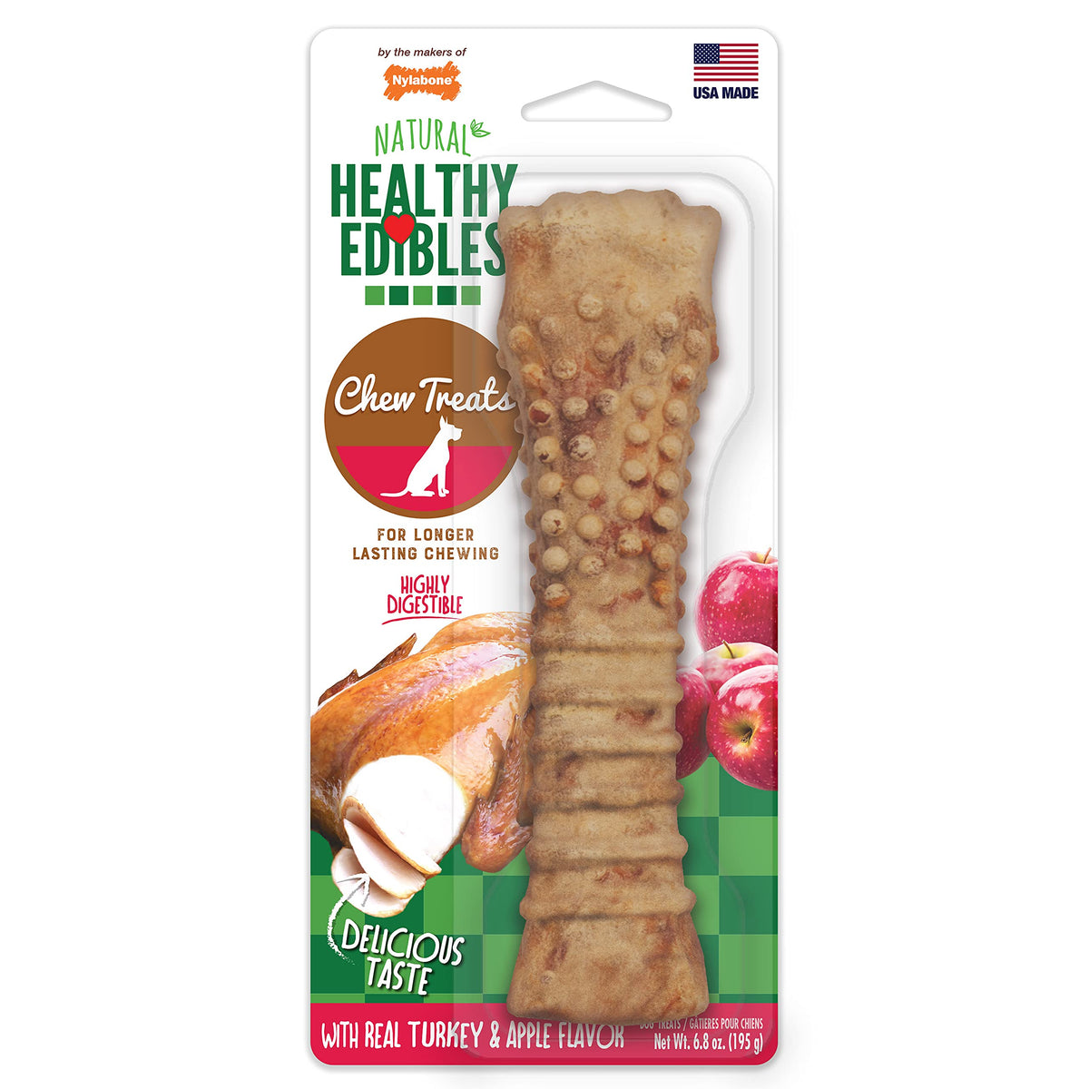 Nylabone Healthy Edibles Natural Dog Chews Long Lasting Bacon Flavor Treats for Dogs, X-Large/Souper (1 Count)