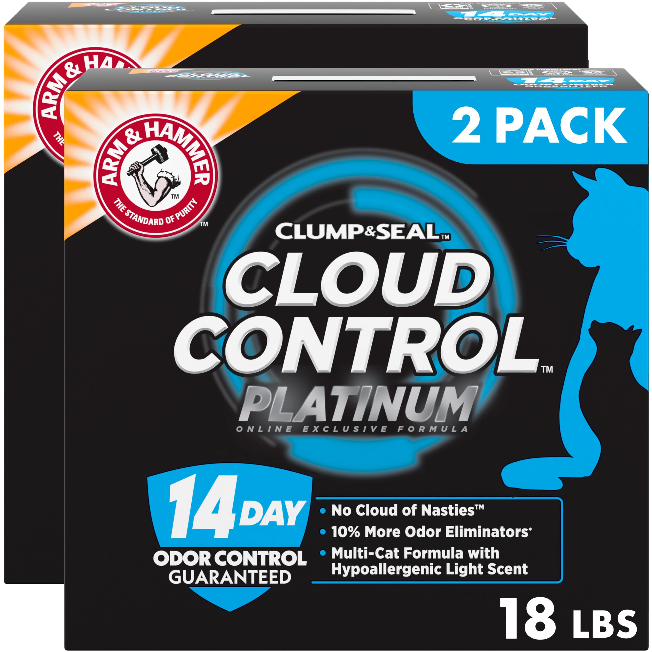 ARM & HAMMER Slide Platinum Easy Clean-Up Clumping Cat Litter, 18 lbs