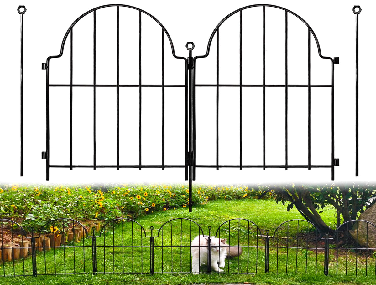10 Panels No Dig Decorative Garden Fence for Yard, 24in(H) x 20ft(L), White