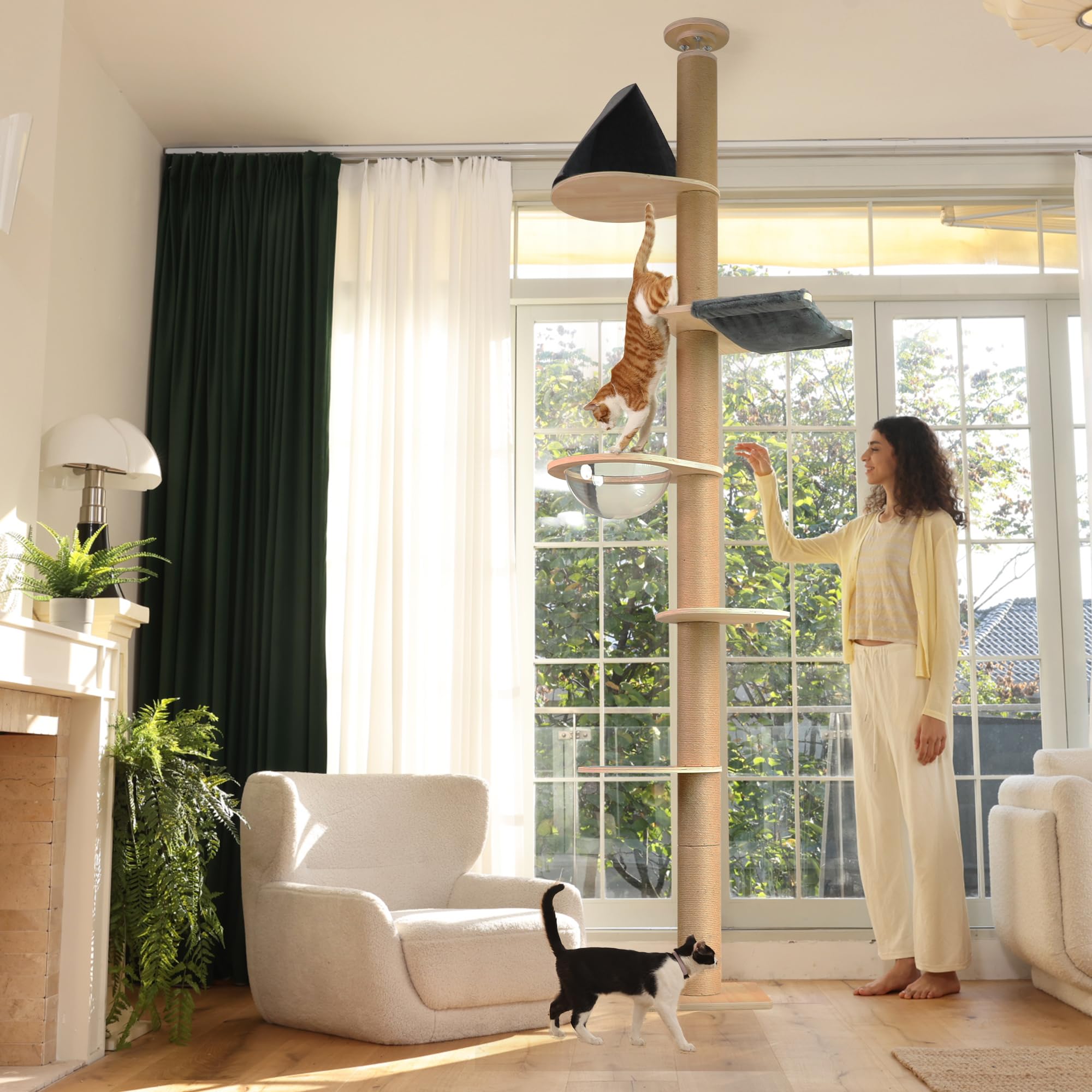 FUKUMARU Floor to Ceiling Cat Tree, 5.7-9.8 ft, 6 Level