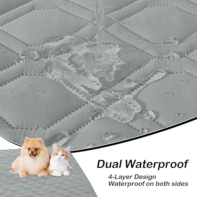 hyha Waterproof Dog Bed Blanket, Soft Pet Blankets, Waterproof Couch Cover for Dogs, Reversible Sofa Covers Washable for Furniture (40x80 Inch, Grey/Beige)