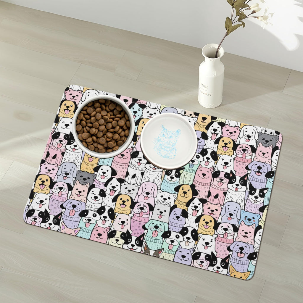 Pet Feeding Mat for Floors Waterproof Dog Mat for Food and Water Absorbent Quick Dry Non Slip mat for Cat Bowls