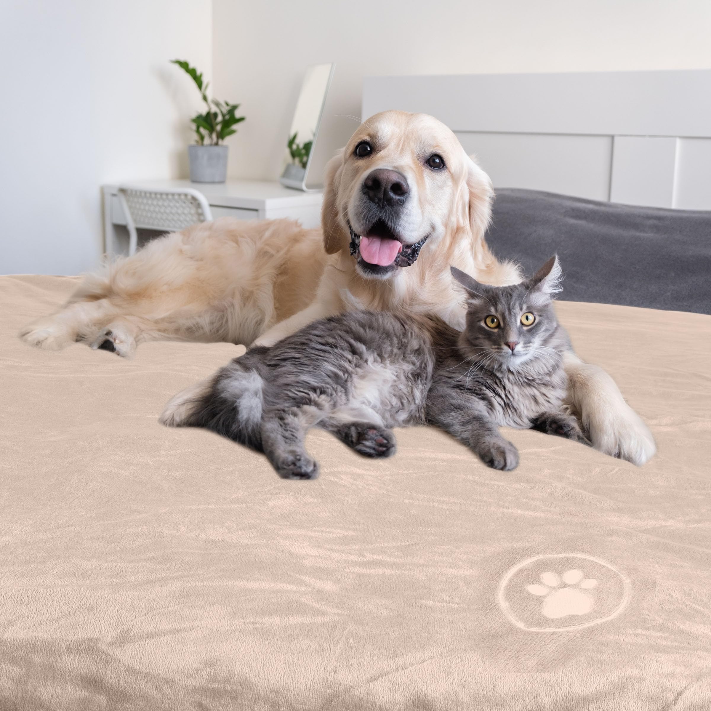 PETMAKER Dog Blanket, Tan, 80” x 100”