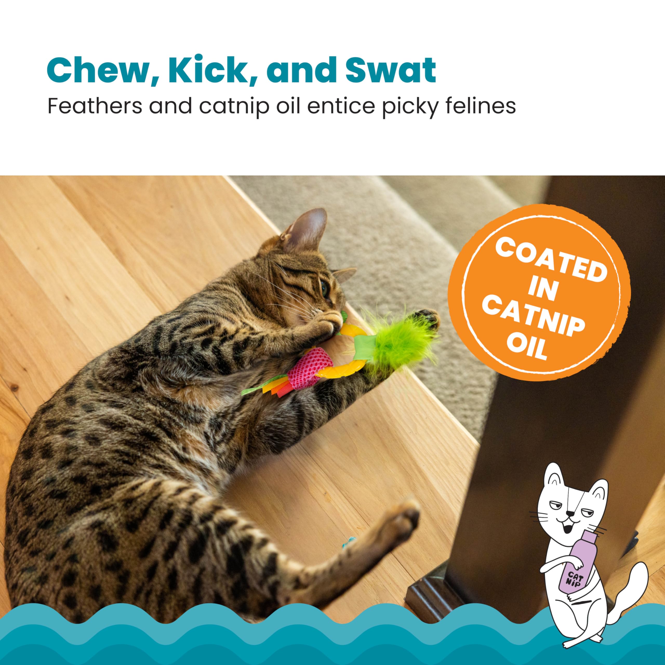 Catstages Dental Pineapple Teether – Chew Toy for Cats and Kittens – Textured Fabric and Mesh – Coated in Catnip Oil – Supports Teething Relief