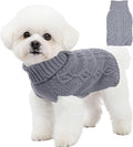 Dog Sweaters Small Dog Clothes Winter Turtleneck Puppy Sweater Warm Pet Cat Sweater Doggy Pullover Outfit with Twisted Design XS~XL(Grey, Large)