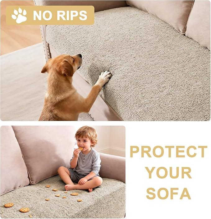 H.VERSAILTEX Non Slip Pet Couch Cover Chenille Dog Bed Protector Thick Soft Sofa Slipcover Pet Friendly Washable Couch Cushion Covers for Pets (52" x 82", Island Fossi)
