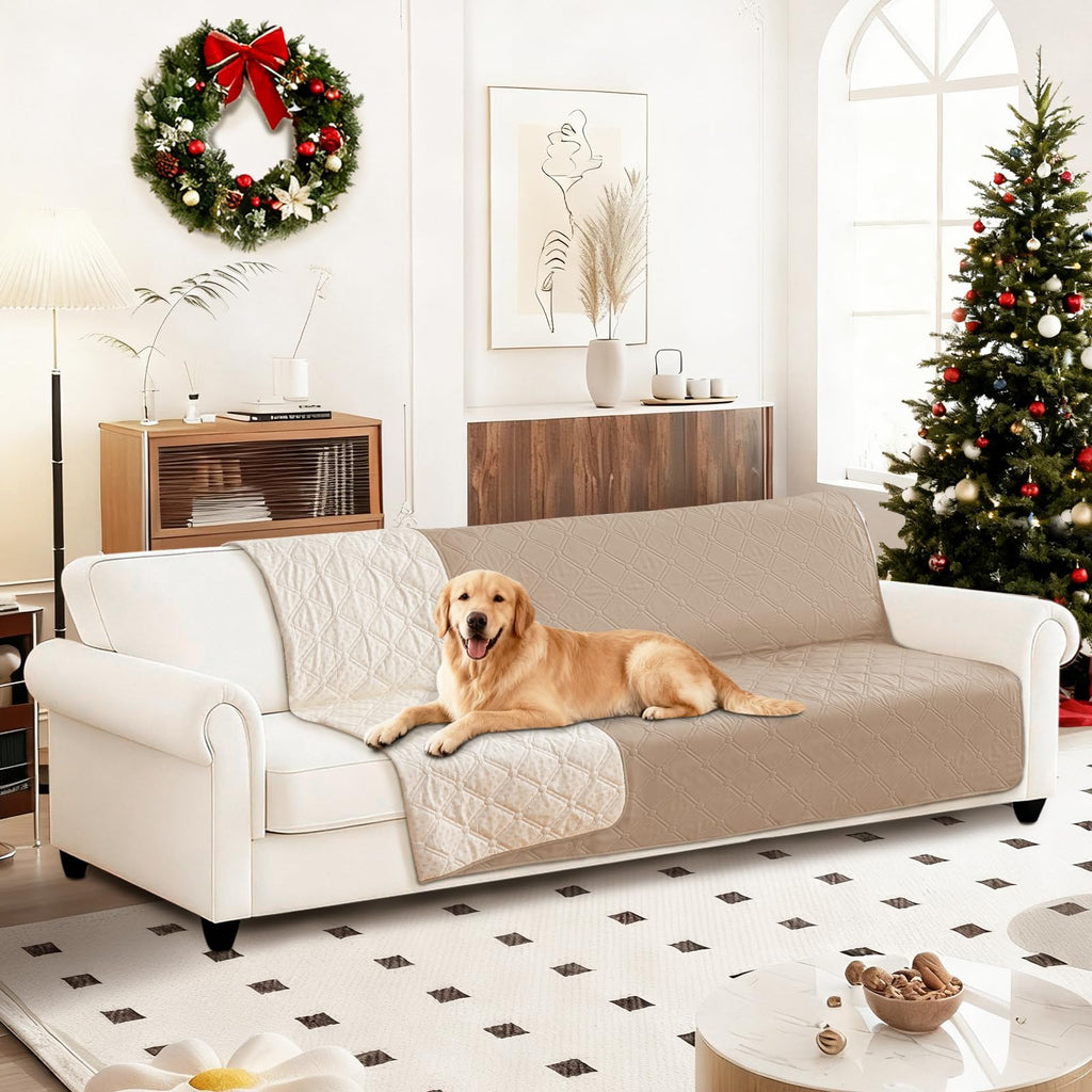 CYCMACO Waterproof Couch Covers for Pets, Waterproof Dog Bed Cover, Anti-Slip Soft Dog Blankets, Couch Cover for Dogs Washable, Pet Blanket for Puppy Large Dogs Cat (82x120 Inch, Khaki)