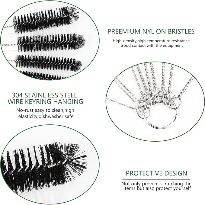 CiaraQ Bottle Cleaning Brushes, 8 Inch Nylon Tube Brush Set