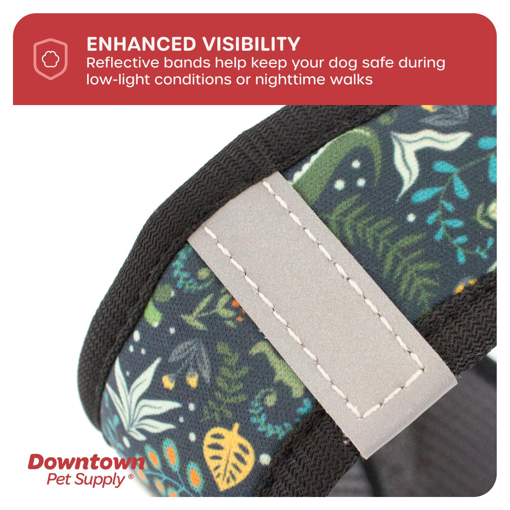 Downtown Pet Supply Step-in Dog Harness – No Pull, Adjustable Padded Mesh with Reflective Trim, Secure Buckle Strap – Comfortable & Breathable Small Dog Harness, Large, Dinosaur