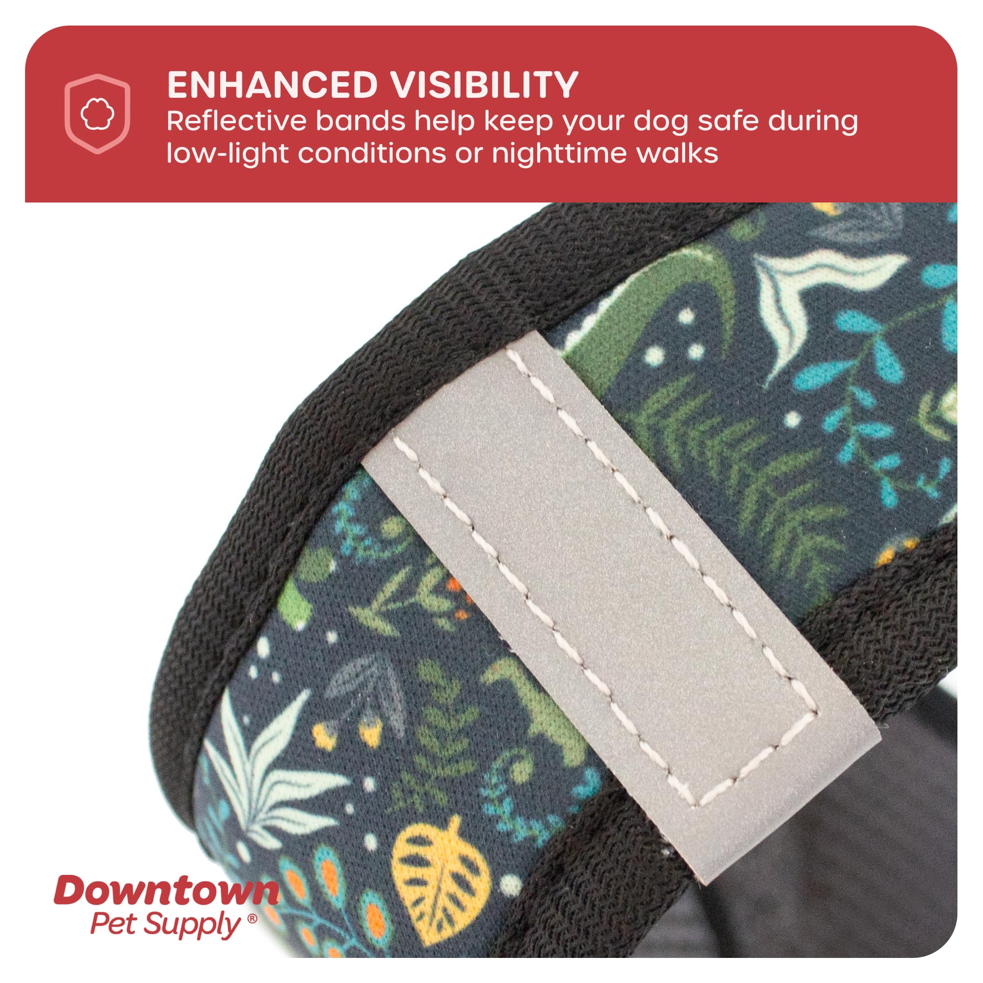 Downtown Pet Supply Step-in Dog Harness – No Pull, Adjustable Padded Mesh with Reflective Trim, Secure Buckle Strap – Comfortable & Breathable Small Dog Harness, Large, Dinosaur