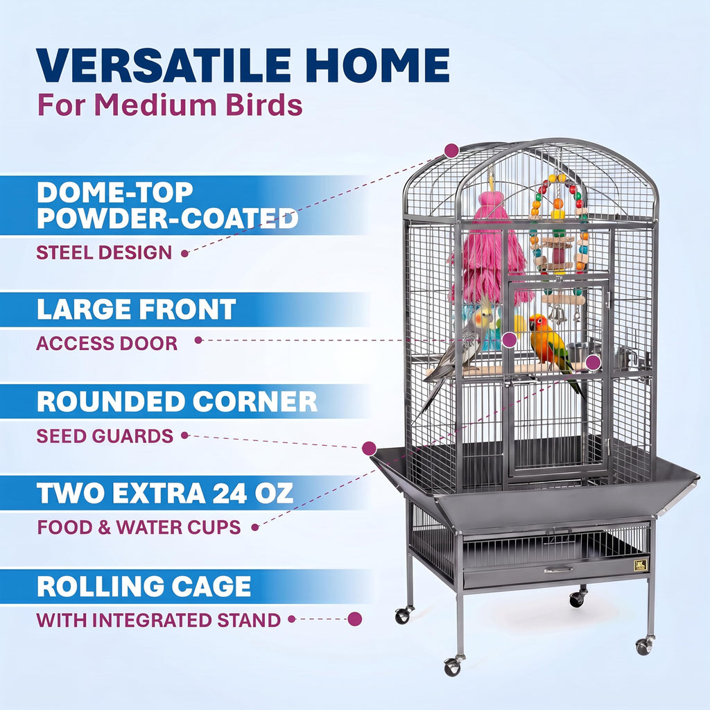 Prevue Pet Products Dometop Bird Cage - Large, Black Hammertone