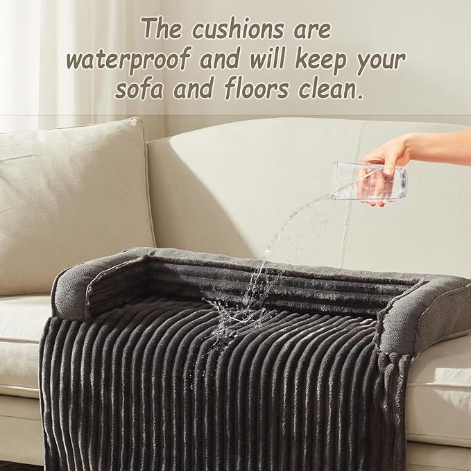 WINDRACING Luxury Dog Couch Bed, Washable Calming Dog Couch Cover, Couch Protector for Dogs, Waterproof Sofa Bed, Pet Bed Mats for Couch, Pet Couch Covers for Sofa (Grey