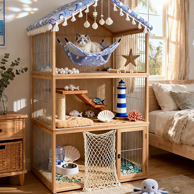 OINEEDU Guinea Pig Ferret Hammock for Cage - Machine Washable Double-Decker Hanging Bed - Fits Sugar Glider,Fancy Rat,Hamster,Gerbil - 13.3" x 13.3" - Love Purple Pattern