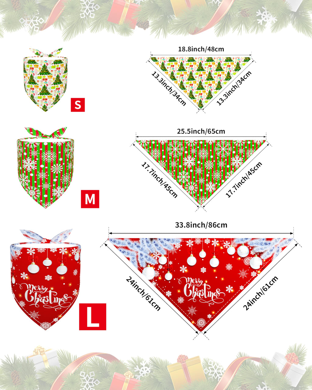 PET SHOW 50 Pack Christmas New Year Dog Bandanas Bulk for Large Dogs