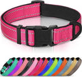 Joytale Reflective Dog Collar, Soft Neoprene Padded, Metal D-Ring, Nylon Pet Collar Adjustable for Puppy and Small Dogs, Hotpink, XS
