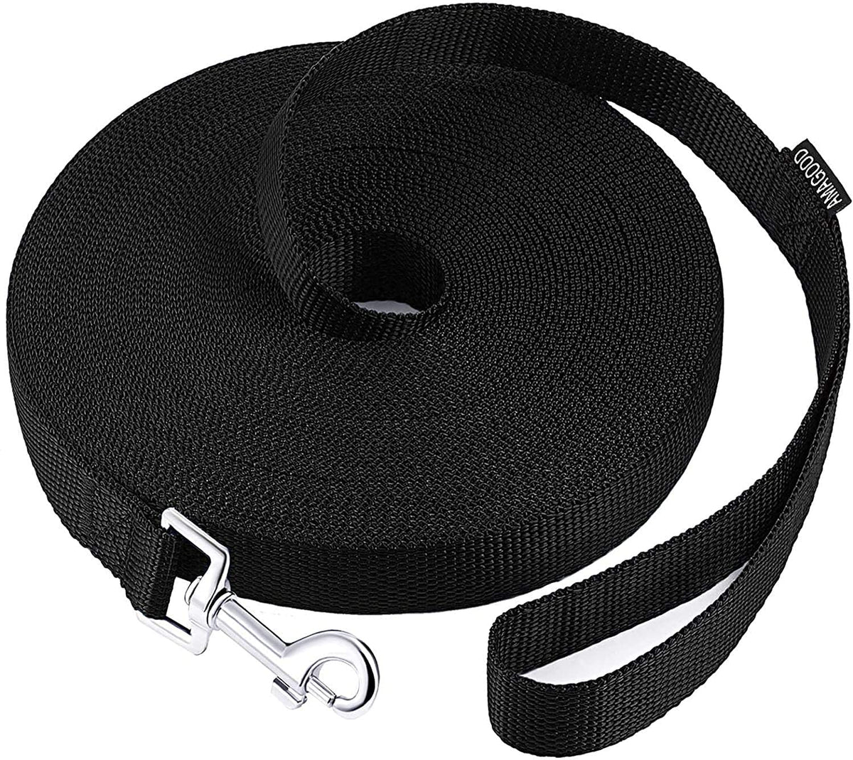 AmaGood Dog Leashes for Small Medium Large Dogs,15 ft 20 ft 30 ft 50 ft Long Dog Leashes for Dog Training,Tie Out,Play,Safety,Camping (20 feet, Black)