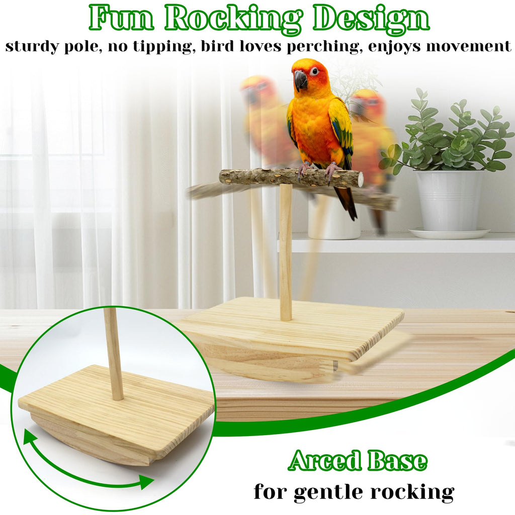 Jevnd Natural Wood Bird Perch Stand Training, Quaker Parrot Toys, Puzzle