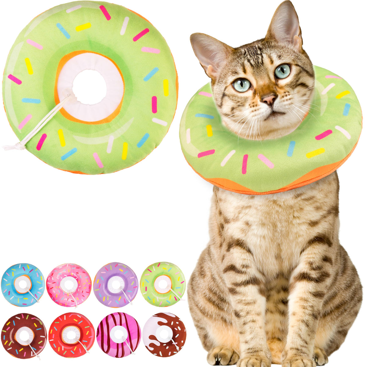 WONONE Cat Cone Collar Soft, Adjustable Cat Recovery Collars Spay Cones to Stop Licking, Cute Kittens Donut E Collar After Surgery, Anti-Lick Wound Healing Elizabetan Collars for Kittens (Pink, Small)