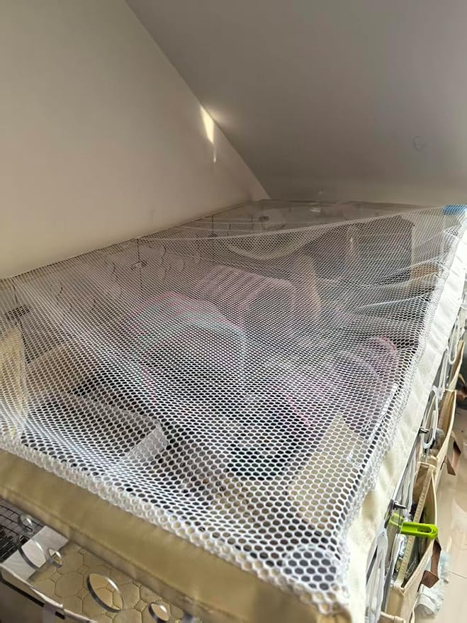 FULUE Cage Cover, Ventilated Mesh Top for C&C Midwest Guinea Pig Cage, Breathable & Escape-Proof Small Animal Enclosure Lid with Secure Clips for Rabbits（Not Include cage） (24inx47in Cage Cover)